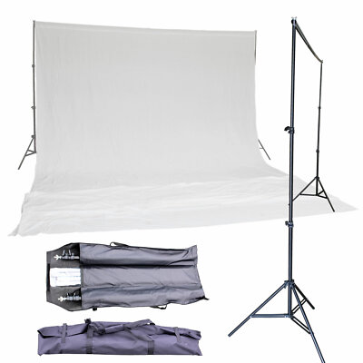 BlueDot Portrait Studio 10x20 White Muslin + Background Stand FREE SHIPPING