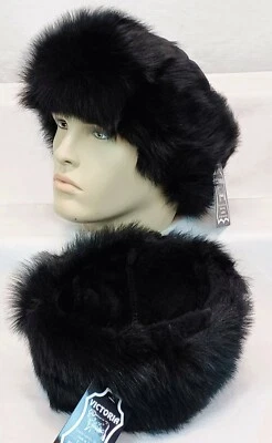 Noir 100% Peau de Mouton Cuir Toscanne Fourrure Bonnet Rond Seau Chapeau S-2XL - Photo 1/4