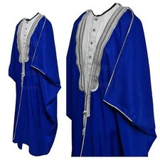 Men's PREMIUM Short Sleeve Arabian Bisht Royal Blue Cloak Arab Dress Thobe Is