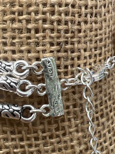 Vintage Avon Silver Tone 3 Strand Necklace Black Beads Layered Adj 14" - 17" - Picture 5 of 5