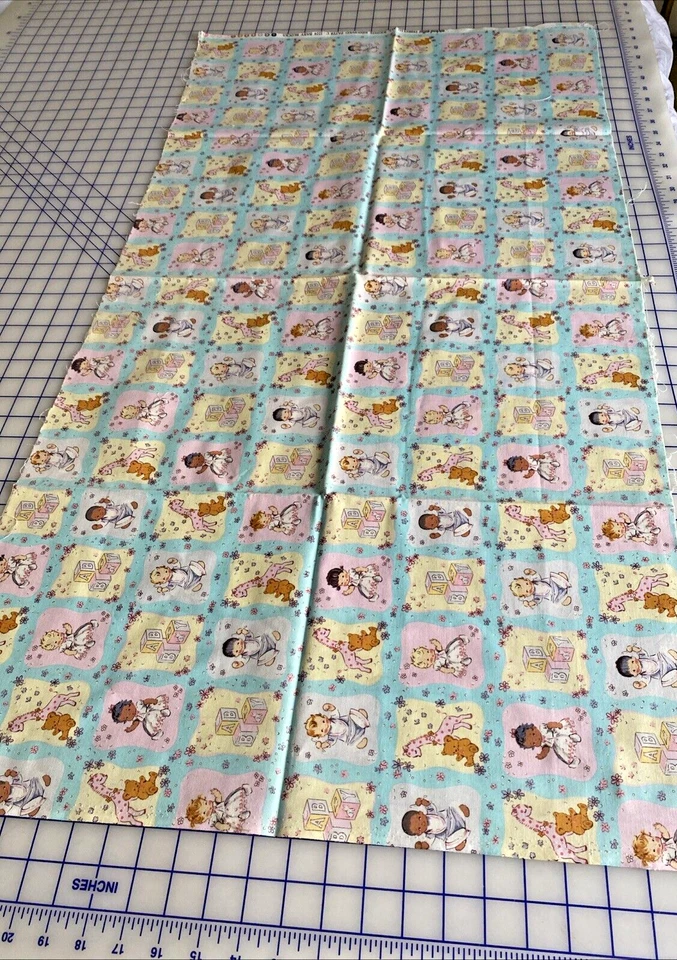 Vintage Michael Miller Fabric Baby Blocks C 2224 Pink Blue 22 x 43 in. Nursery - Image 3 of 4