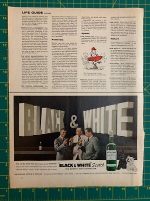 1962 Vintage Black & White Scotch Fleischmann Distilling Blended Print Ad K1