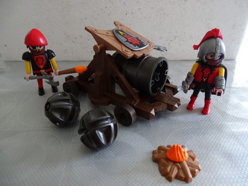 Lot Playmobil - Canon Géant Et Chevaliers - Réf. 3320/0873 - Univers Château - Occasion