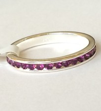 Sterling Silver Purple Cubic Zirconia Eternity Ring Size 9 Stackable Band