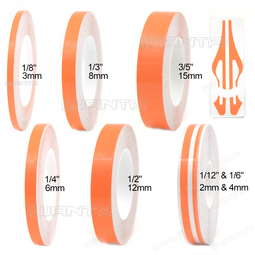 6 Sizes Orange Pinstriping Pin Stripe DIY Line Vinyl Tape Decal