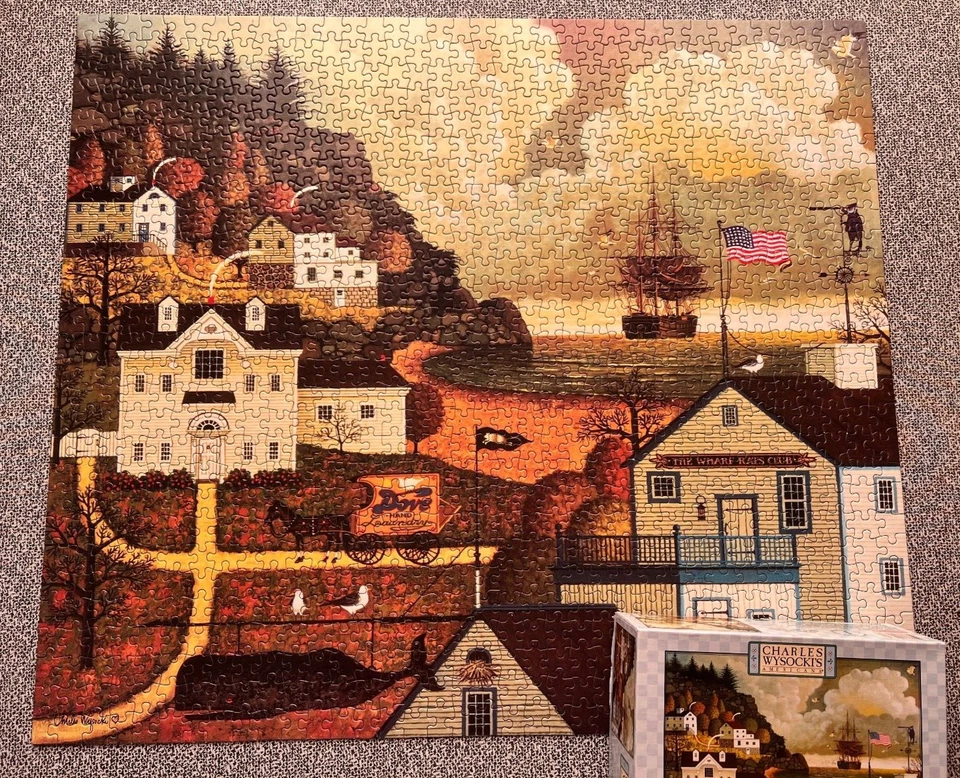 Jigsaw Puzzle Wysocki 1000 Pc Wharf Rats Club Americana Excellent Complete Ua - Image 2 of 4