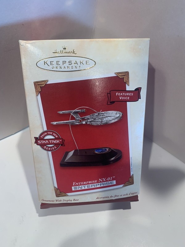 Hallmark Keepsake Ornament Star Trek 2002 Enterprise NX-01 voice sound base NEW