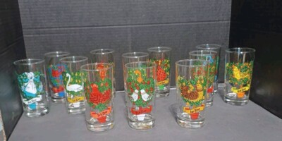 New Anchor Hocking 12 Days of Christmas Drinking Glasses Original Box