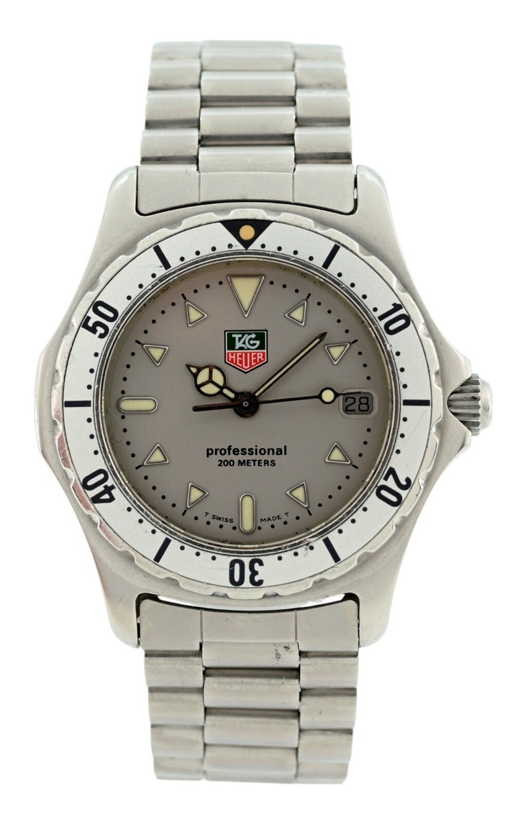 Vintage Tag Heuer 34mm Midsize Professional 2000 Silver Dial Watch