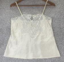 Vintage Eve Stillman Bridal White Satin Cami White Lace Button Fairy Romantic