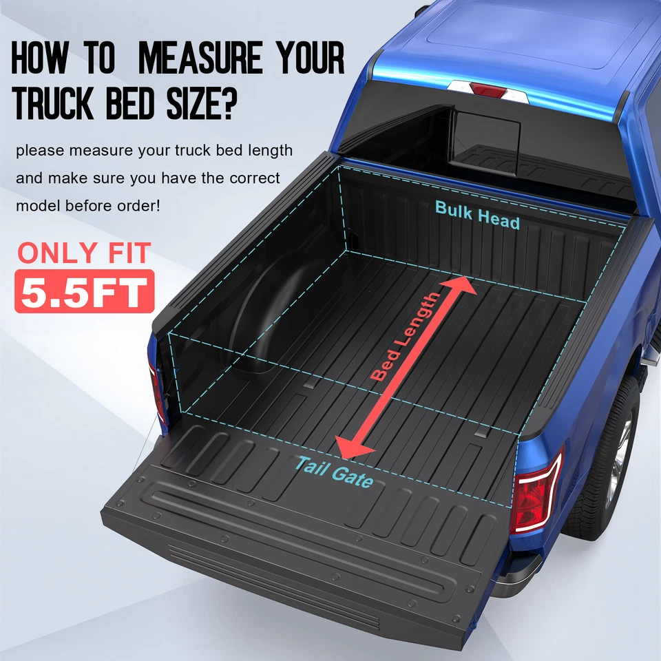5.5FT Tonneau Cover Roll Up Bed For 2000-2004 Dodge Dakota Fleetside Waterproof Foto 2 de 4