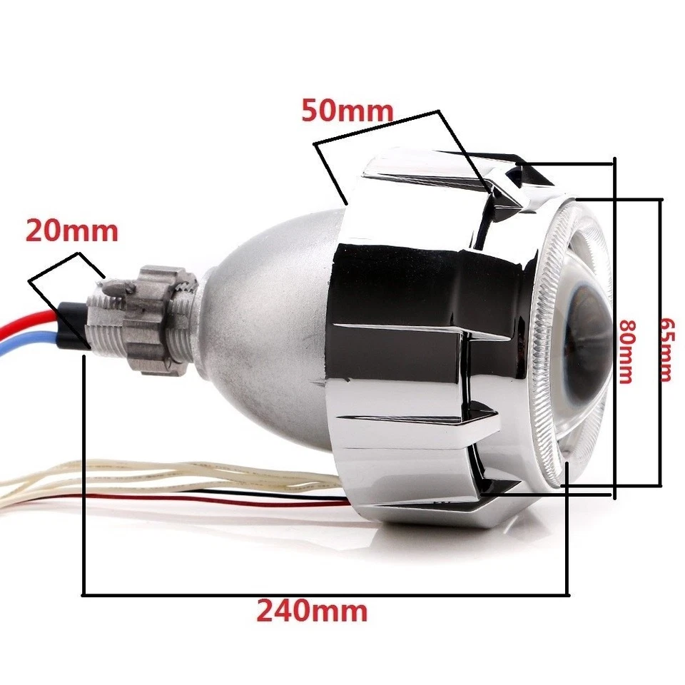 2.5'' Car BI-Xenon HID Projector Lens Kit with Double Angel Eyes Bulbs H1 H4 H7 - Image 2 of 4