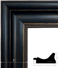 West Frames Montreal Rustic Lodge Distressed Black Gold Picture Frame 3" Wide