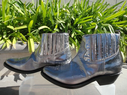 Golden Goose Deluxe Brand, CROSBY Silver Mirror Distressed Boots, Italy Size 37