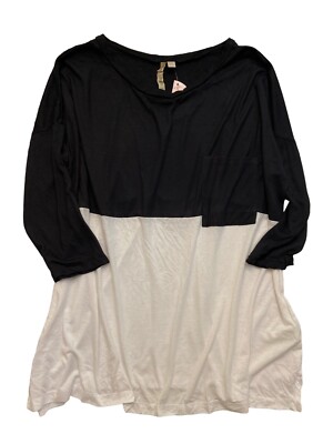 NWT COMFY USA Sz XS Black White Dolman Lagenlook Pocket Tunic Top