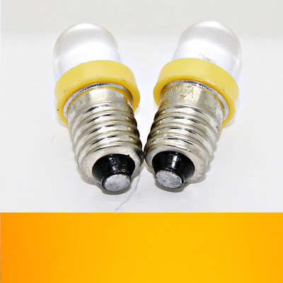 2X E10 LED Yellow Screw Base 6V Light Emitting Diode Lamp Bulb