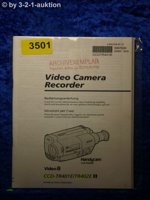 Sony Bedienungsanleitung CCD TR401E /TR402E Video Camera Recorder (#3501)