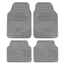 Universal Fit Set Metallic Design Car Floor Mat - Heavy Duty 4-Piece Charcoal