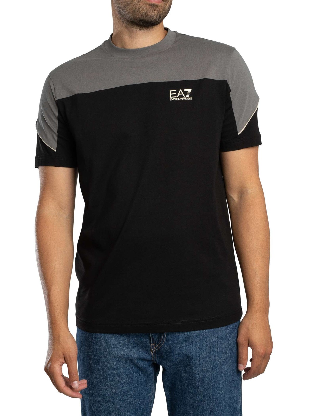 EA7 Regular Chest Logo T-Shirt, Black Beauty - L