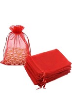 250x 4 6 in Organza Bags RED Sheer Favor Mesh Bags Drawstring, Party Gift Bags