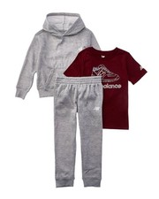 New Balance 3Pc Fleece Hoodie, T-Shirt  Jogger Set