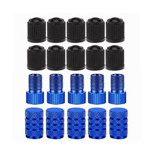 Presta Valve Adapter - 5Pcs w/ 15 Caps - For Bike Car - Blue