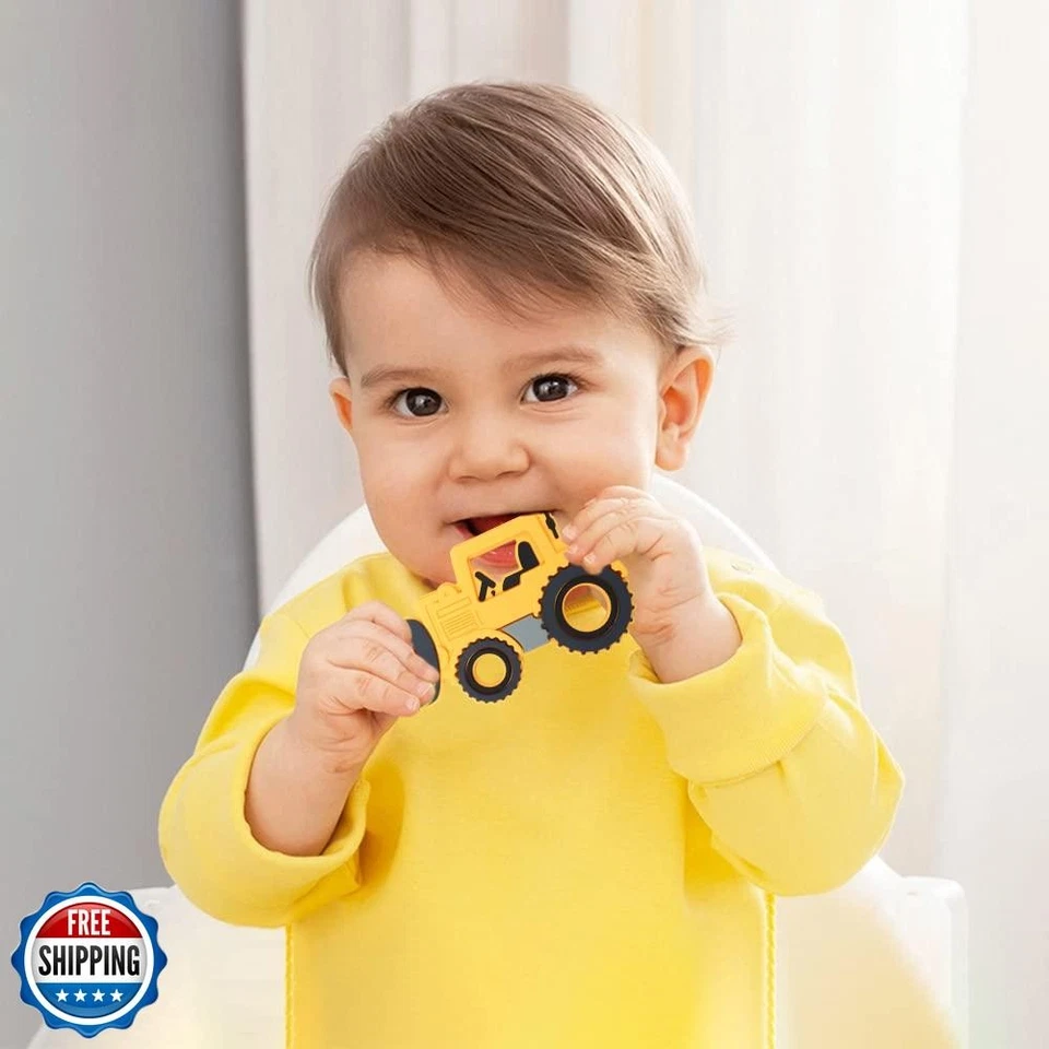 Baby Food Grade Silicone Carrier Vehicle Teether Toy with Pacifier Clip Holde - Image 2 of 4