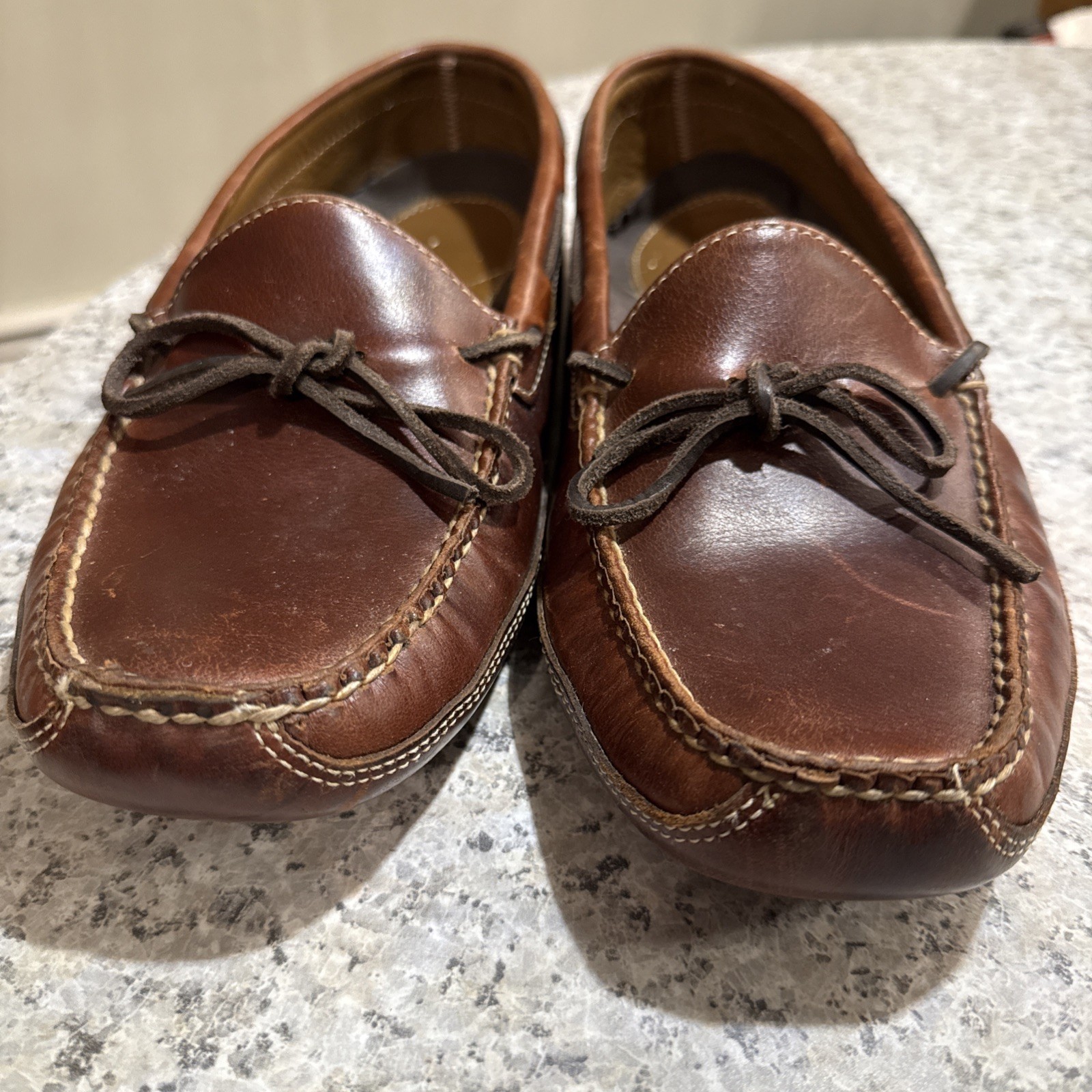 SAOLA L.L. Pantofole mocassino Bean uomo taglia 11 in pelle marrone doppia suola