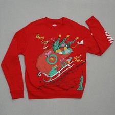 The Grinch Dr. Seuss Red Christmas Graphic Sweatshirt Crewneck Unisex Size M 