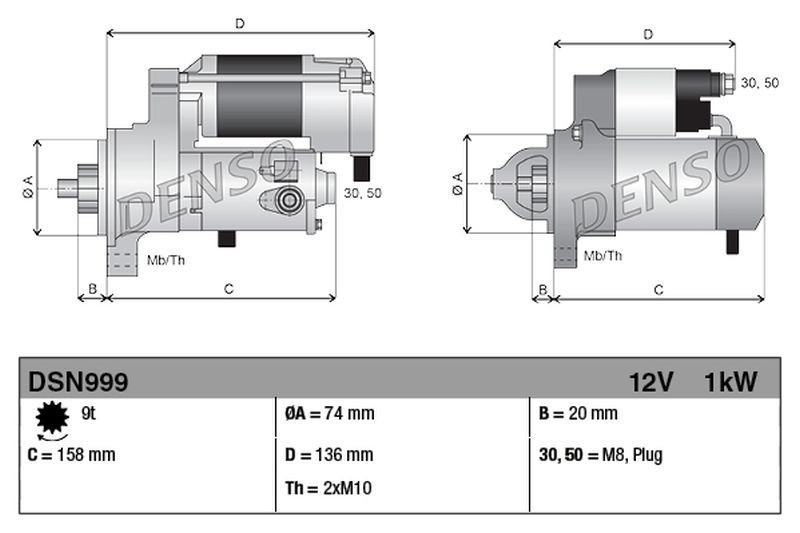 Starter motor Clockwise rotation DSN999 DENSO for LEXUS IS I IS SportCross - Image 13
