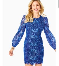 Lilly Pulitzer Women's Georgi Sheer Sleeve Lace Shift Dress Size 10