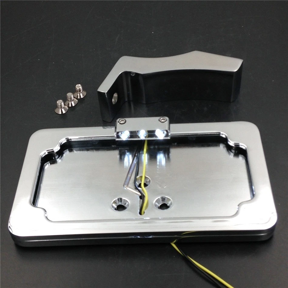 Soporte de matrícula LED cromado para Suzuki GSXR600/1300, SV650, montado lateralmente Foto 3 de 4