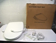 Electric Heated Bidet Seat for Elongated Toilet White(B0403)