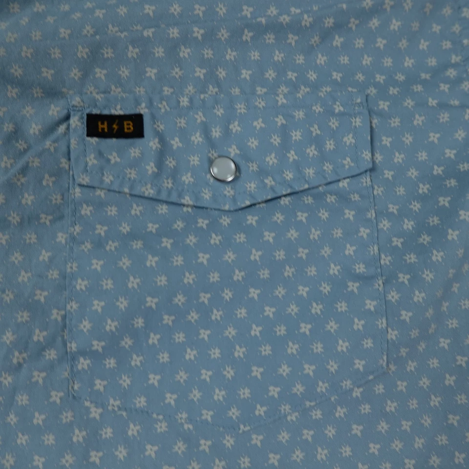 Howler Bros Shirt Mens 2XL Blue H Bar B Pearl Snap Short Sleeve Cowboy - Image 3 of 4