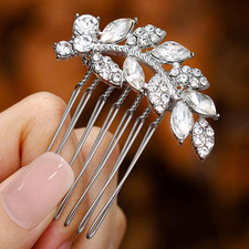 Crystal Bride Wedding Hair Comb Leaf Bridal Headpieces Rhinestone Hair Pieces Br