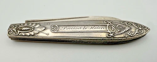 Antique Gorham Sterling Silver 2 Blade Folding Fruit Knife - Circa Mid 1800s