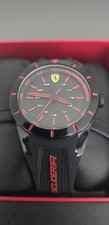 Ferrari Scuderia Red Rev 38mm Quartz Watch. Black/Red Dial Silicone Strap w/ Box