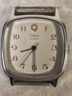 VINTAGE 1970's TIMEX Q M CELL TV-STYLE QUARTZ MEN'S SILVER TONE DRESS WATCH