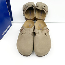 Birkenstock Boston Taupe Suede Leather Soft Footbed Clog Men and Women Shoes