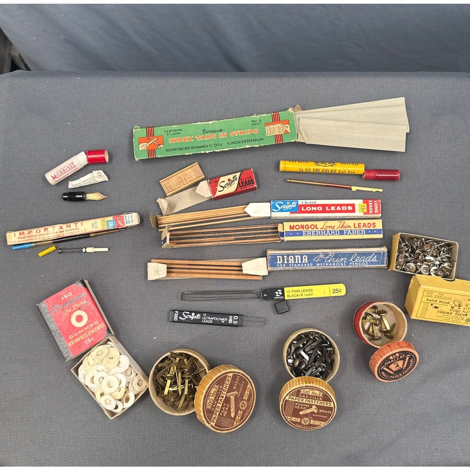 VTG Office Supply Lot Pencil Leads Dennison Reinforcements Tacks Scripto Mongol