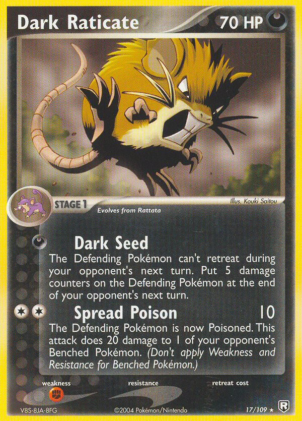 DARK RATICATE 17/109 RARE TEAM ROCKET RETURNS POKEMON REVERSE HOLO