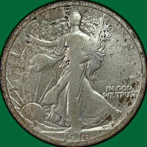 1916-D Walking Liberty Half Dollar Fine F Coin #37431