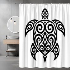 Black Turtle Shower Curtain with Elegant Tribal Design
