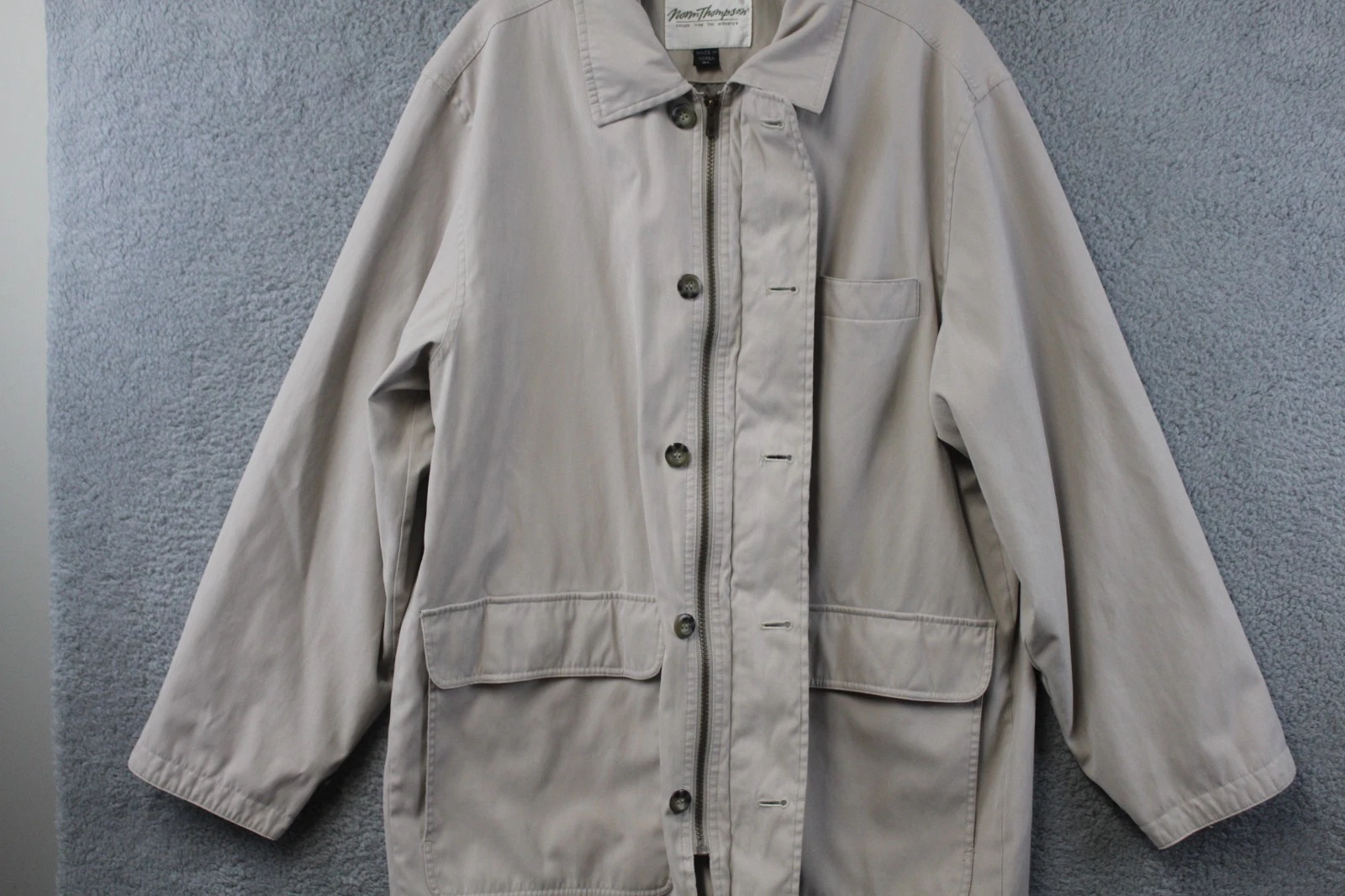 Vintage Norm Thompson Field Jacket Long Sleeve Beige Size XL Read Description image 10
