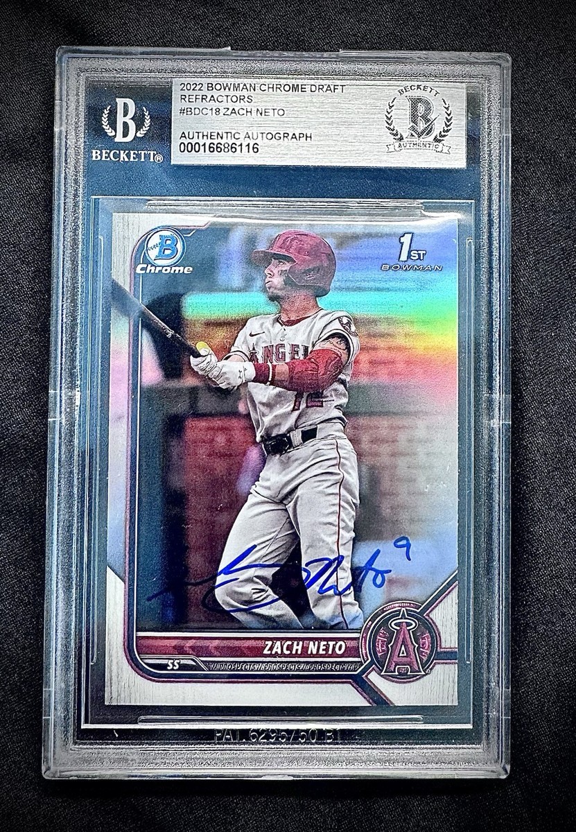 2022 1st Bowman Chrome REFRACTOR Signed Zach Neto BDC18 LA Angels 
