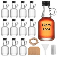 eispap 12Pcs 3.5OZ Single ear Mini Glass Liquor Bottles 100ml with Lids Small...