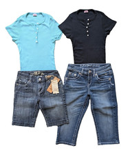 Girl's Size 10 SPLENDID T-Shirts JUSTICE Capri IT Jeans Shorts Outfits Set Lot