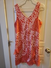 Tango Mango Coral Sleeveless Tank Dress Sz L Beach Resort Coastal Vacation