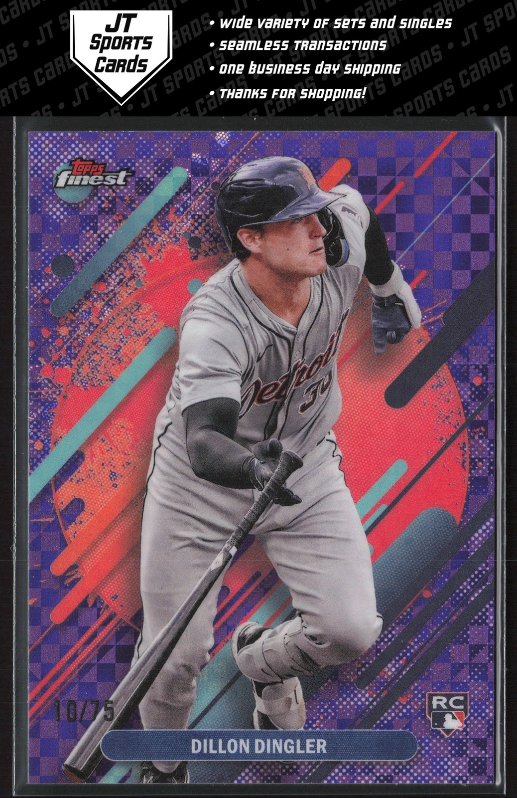 2025 Topps Finest Dillon Dingler 294 RC Purple Xfractor /75 | Detroit Tigers