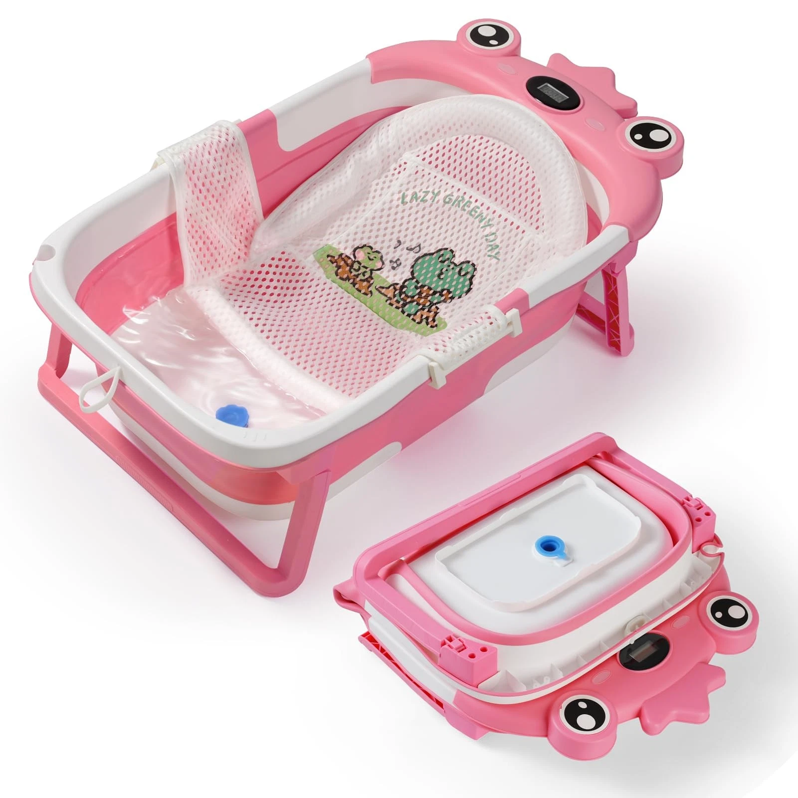 Baby Bathtub,Collapsible Bath Tub with Soft Cushion & Thermometer, Pink
Opens in a new window or tab